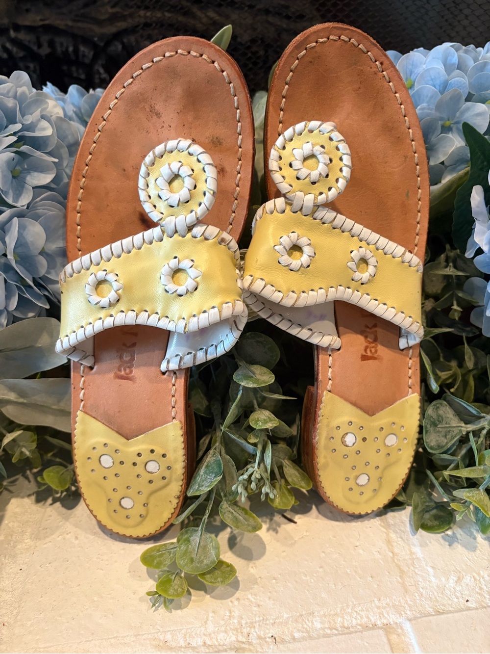 Jack Rogers Original Yellow Leather Sandals